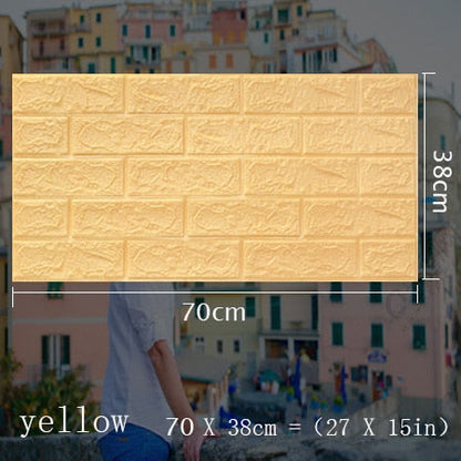 70x38cm 3D Wall Stickers Self Adhesive Foam Brick Room Decor DIY 3D Wallpaper Wall Decor Living Wall Sticker For Kids Room yellow