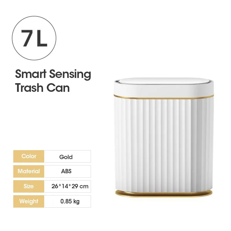 7L/9L Smart Trash Can Electronic Automatic Smart Sensor Garbage Bin ABS Household Toilet Waste Garbage Can For Kitchen Bathroom 7L Gold