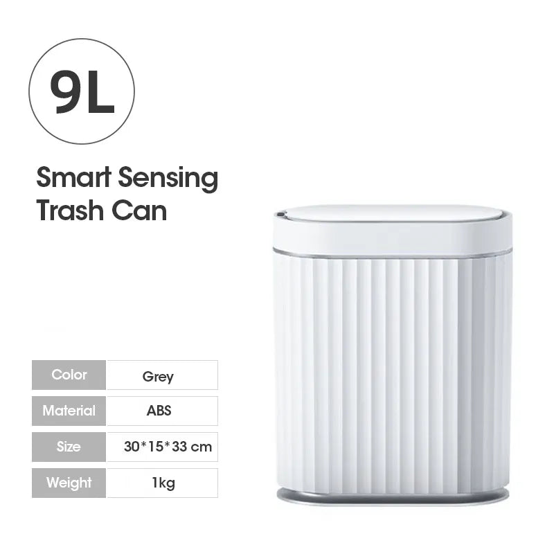 7L/9L Smart Trash Can Electronic Automatic Smart Sensor Garbage Bin ABS Household Toilet Waste Garbage Can For Kitchen Bathroom 9L Grey