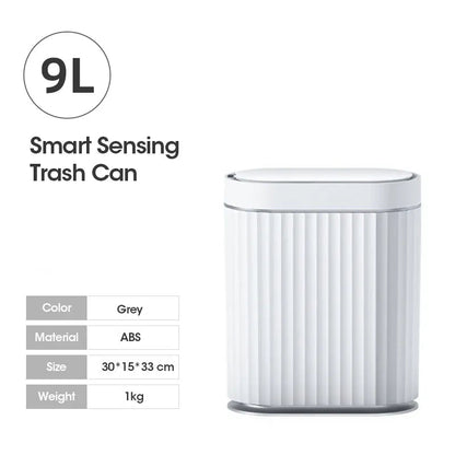 7L/9L Smart Trash Can Electronic Automatic Smart Sensor Garbage Bin ABS Household Toilet Waste Garbage Can For Kitchen Bathroom 9L Grey