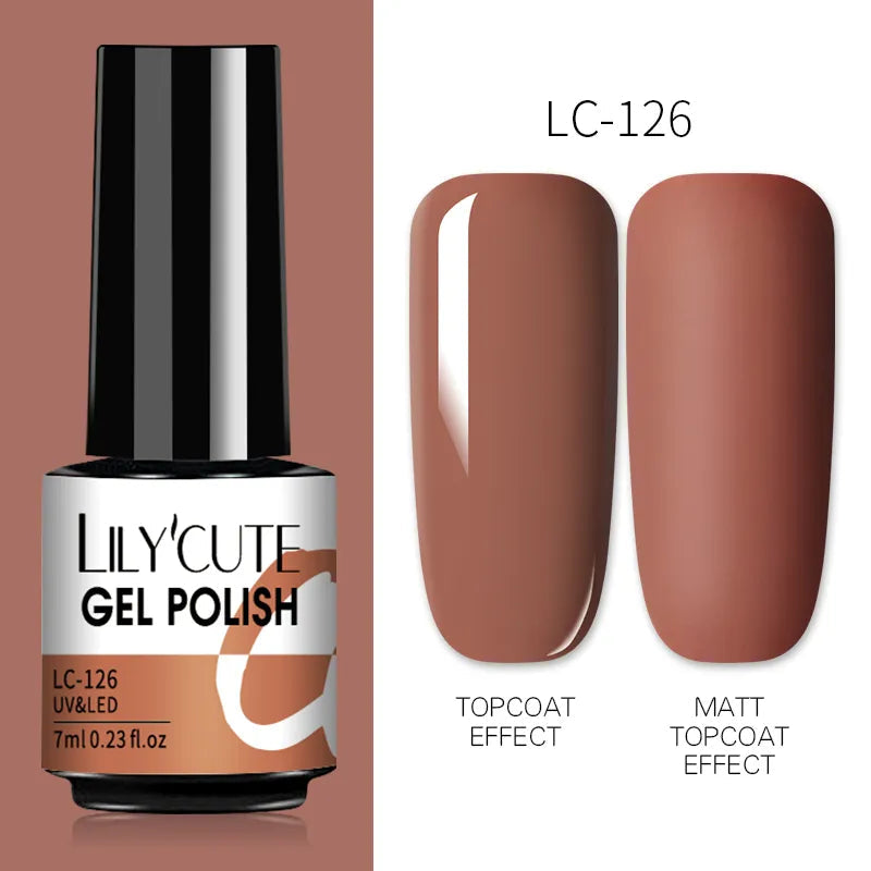 7ML Gel Nail Polish Nude Vernis Semi-Permanent Nail Polish For Nails Soak Off UV LED UV Gel DIY Nail Art Gel Varnishes LC-126