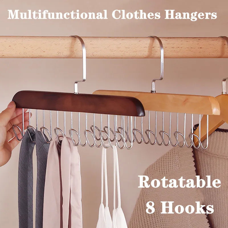 8 Hooks Clothes Hangers Home Underwear Sling Scarf Hanging Holder Belts Tie Storage Hook Space Saving Wardrobe Closet Organizer