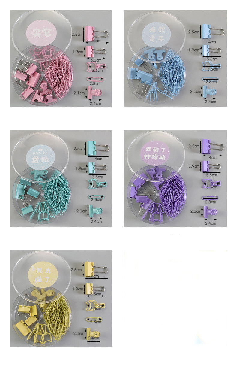 84pcs/set Multifunctional Combination Set Paper Clip Metal Clip Dovetail Clip School Office Supply Gift Stationery