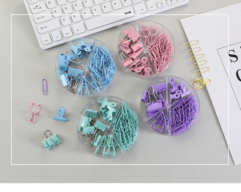 84pcs/set Multifunctional Combination Set Paper Clip Metal Clip Dovetail Clip School Office Supply Gift Stationery