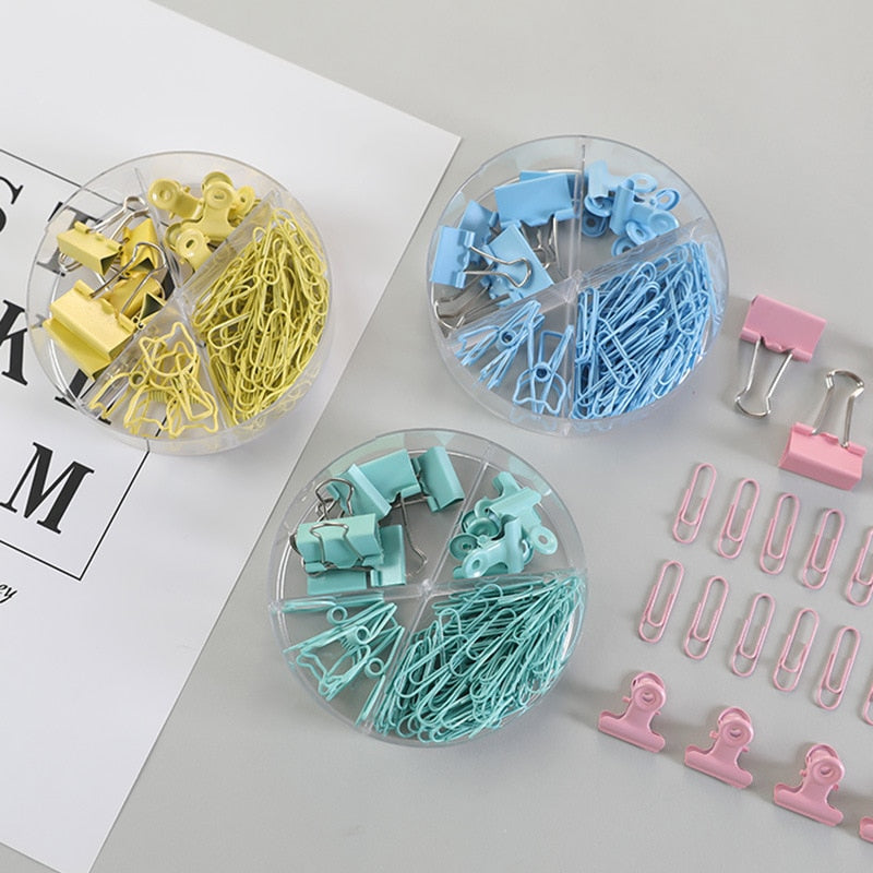 84pcs/set Multifunctional Combination Set Paper Clip Metal Clip Dovetail Clip School Office Supply Gift Stationery