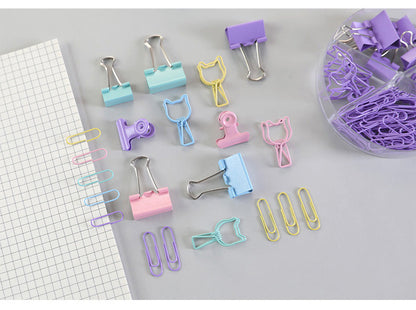 84pcs/set Multifunctional Combination Set Paper Clip Metal Clip Dovetail Clip School Office Supply Gift Stationery