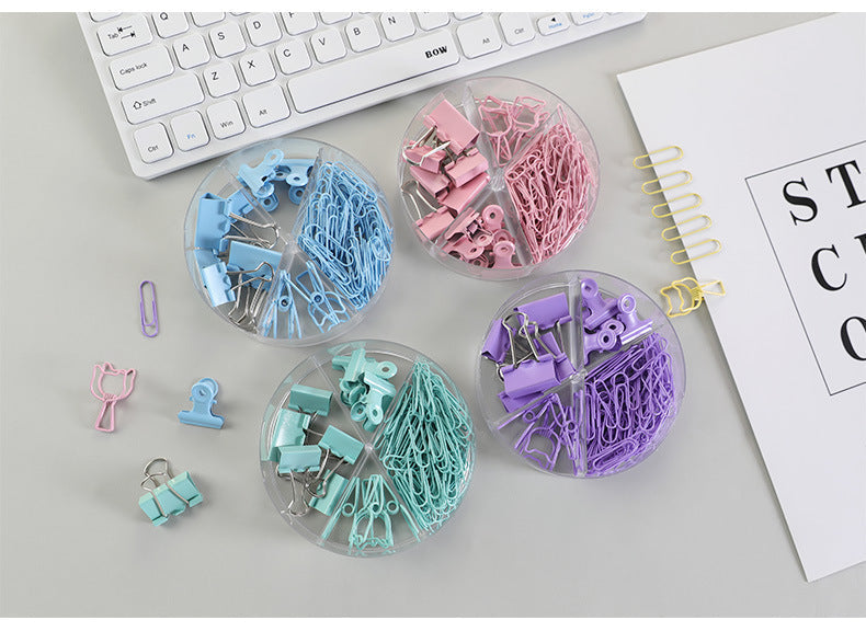 84pcs/set Multifunctional Combination Set Paper Clip Metal Clip Dovetail Clip School Office Supply Gift Stationery