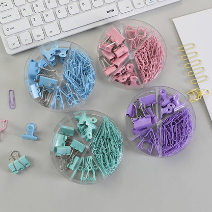 84pcs/set Multifunctional Combination Set Paper Clip Metal Clip Dovetail Clip School Office Supply Gift Stationery