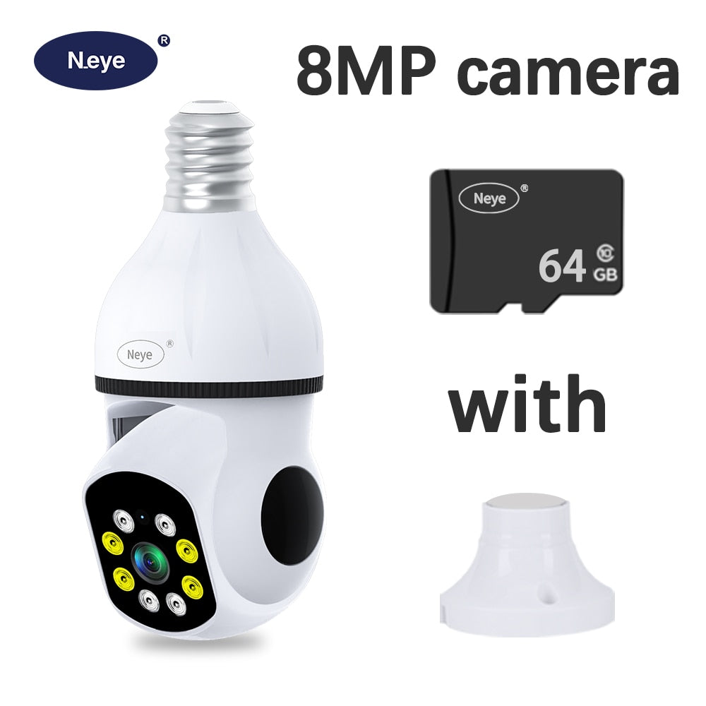 8MP 4K WiFi Panoramic Light Bulb Camera with 360-Degree View for Home Surveillance and Security 8MP CAM 64g China