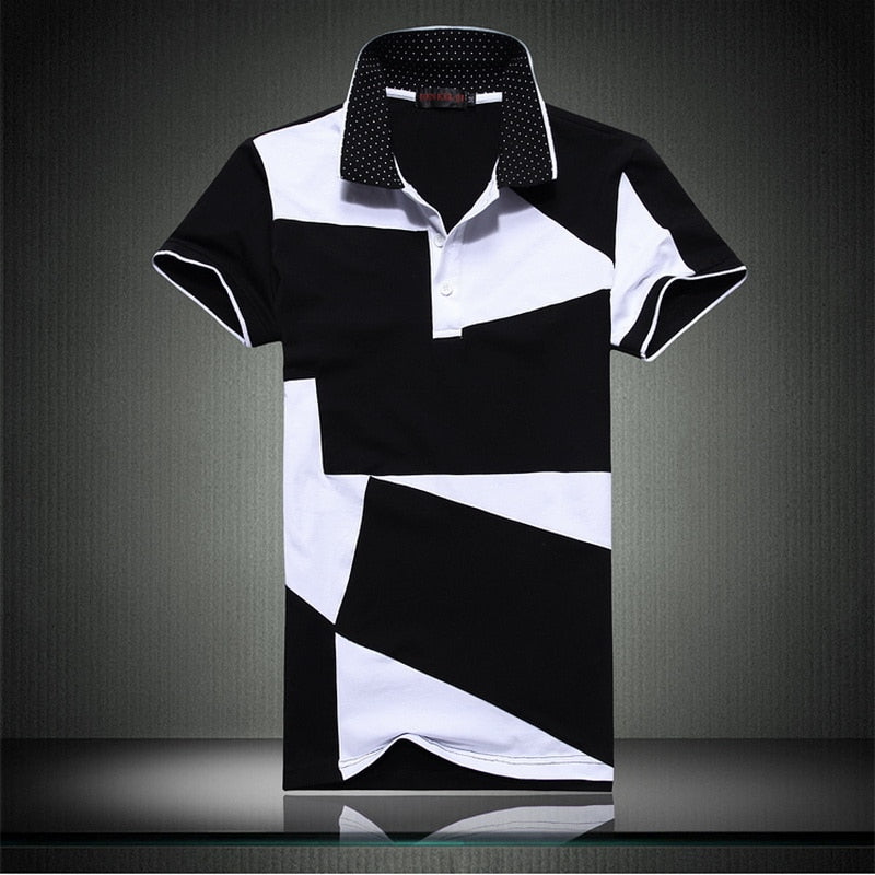 95% Cotton Men'S Classic Patchwork Black White Polo Shirt Cotton Short Sleeve New Arrived Summer 805 1