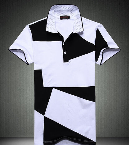 95% Cotton Men'S Classic Patchwork Black White Polo Shirt Cotton Short Sleeve New Arrived Summer 805 2
