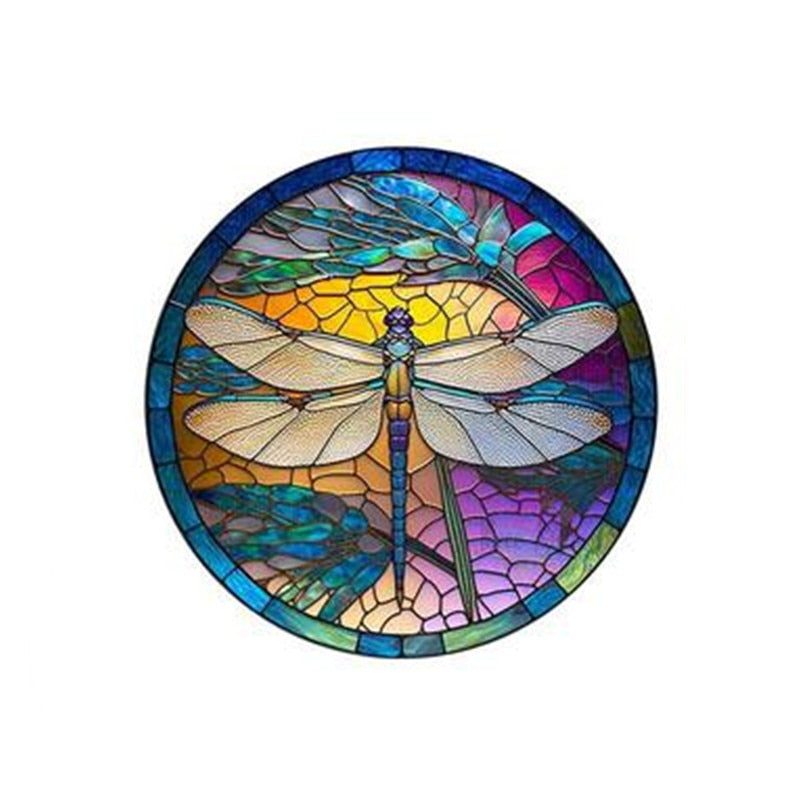 Acrylic Dragonfly Hanging Pendant Decoration Imitation Glass Colored Dragonfly Wreath Wall Decor Ornaments Home Decoration Gifts