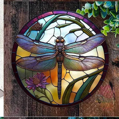 Acrylic Dragonfly Hanging Pendant Decoration Imitation Glass Colored Dragonfly Wreath Wall Decor Ornaments Home Decoration Gifts