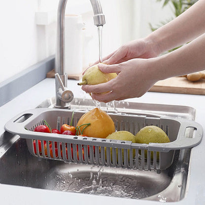 Adjustable Kitchen Sink Racks Telescopic Dish Drainer Drying Rack Fruit Vegetable Washing Draining Basket Kitchen Storage Shelf