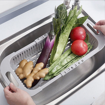 Adjustable Kitchen Sink Racks Telescopic Dish Drainer Drying Rack Fruit Vegetable Washing Draining Basket Kitchen Storage Shelf