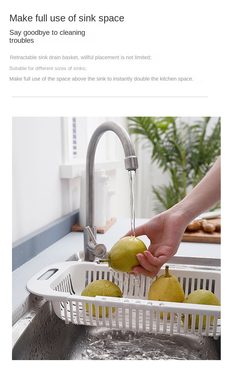 Adjustable Kitchen Sink Racks Telescopic Dish Drainer Drying Rack Fruit Vegetable Washing Draining Basket Kitchen Storage Shelf