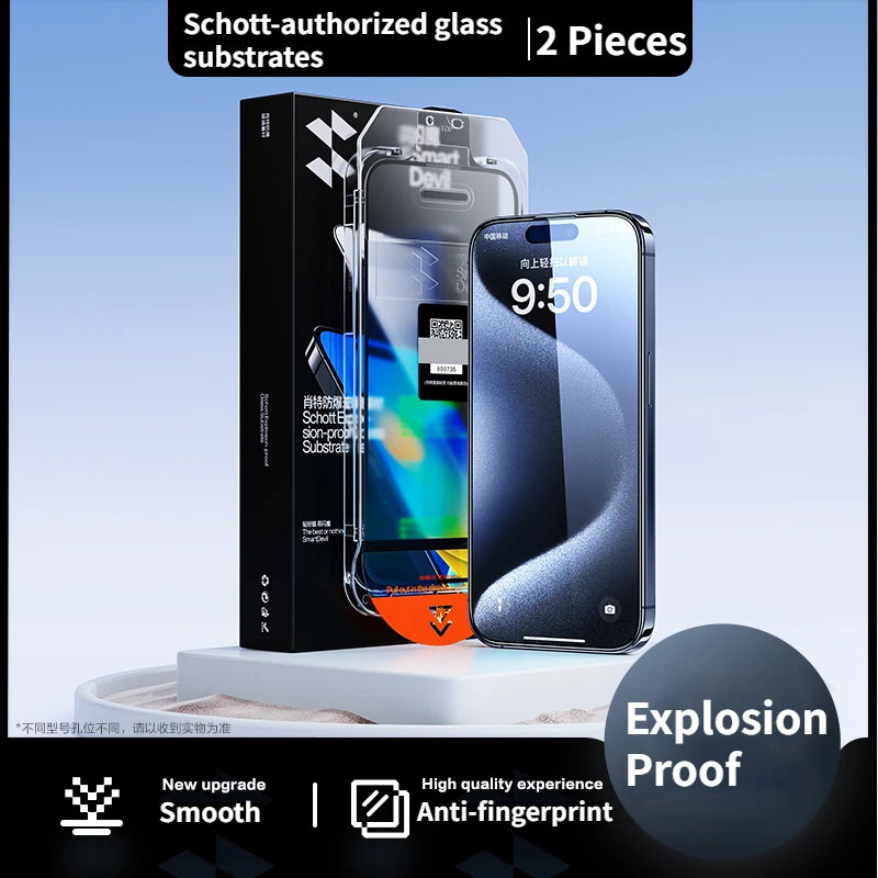 Schott Glass Dust-free Screen Protector for iPhone 15 Pro Max 15 Plus HD Full Cover Tempered Glass for iPhone 15 Pro 2 pieces