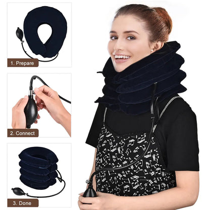 Air Inflatable Cervical Collar Neck Traction Tractor Support Massage Pillow Pain Relief Relax Health Care Neck Head Stretcher