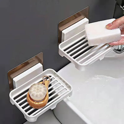 Bathroom Accessories Soaps Dishes Shower Soap Holder Wall Mount Drain Soap Dish Box Plastic Sponge Soaps Tray Kitchen Organizer