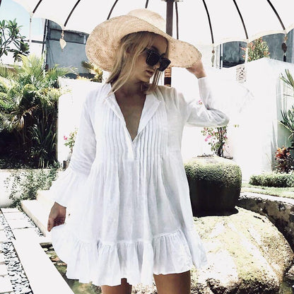 Bikini Cover Up Lace Hollow Crochet Swimsuit Beach Dress Women 2023 Summer Ladies Cover-Ups Bathing Suit Beach Wear Tunic