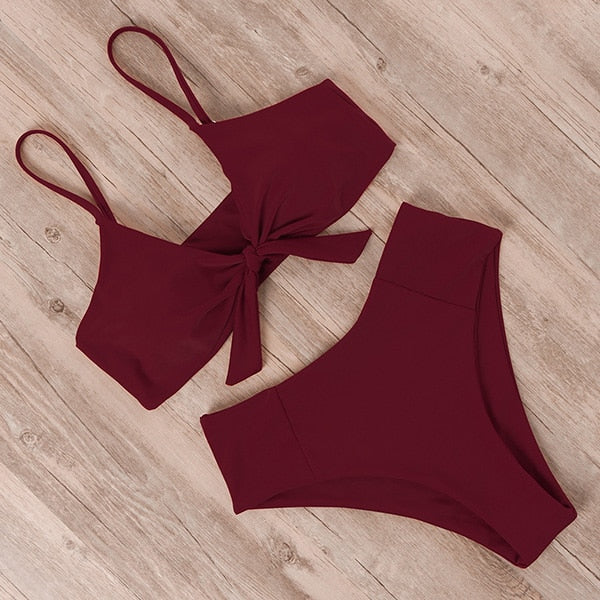 Bikini Swimwear Women Swimsuit High Waist Bikini Set Push Up Front Knot Bathing Suit Women Summer Beach wear Biquini B3457WR China