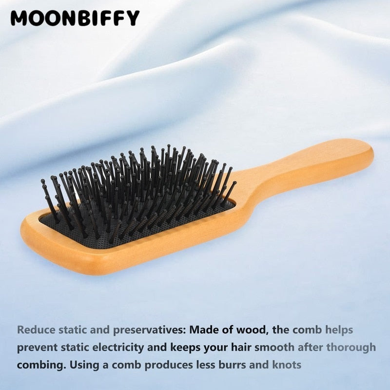 Brushes Anti-static Suitable for Ladies Etc Comb Hair Brush Comb Square Air Cushion Comb Wooden Spa Massage Natural Wood Inserts