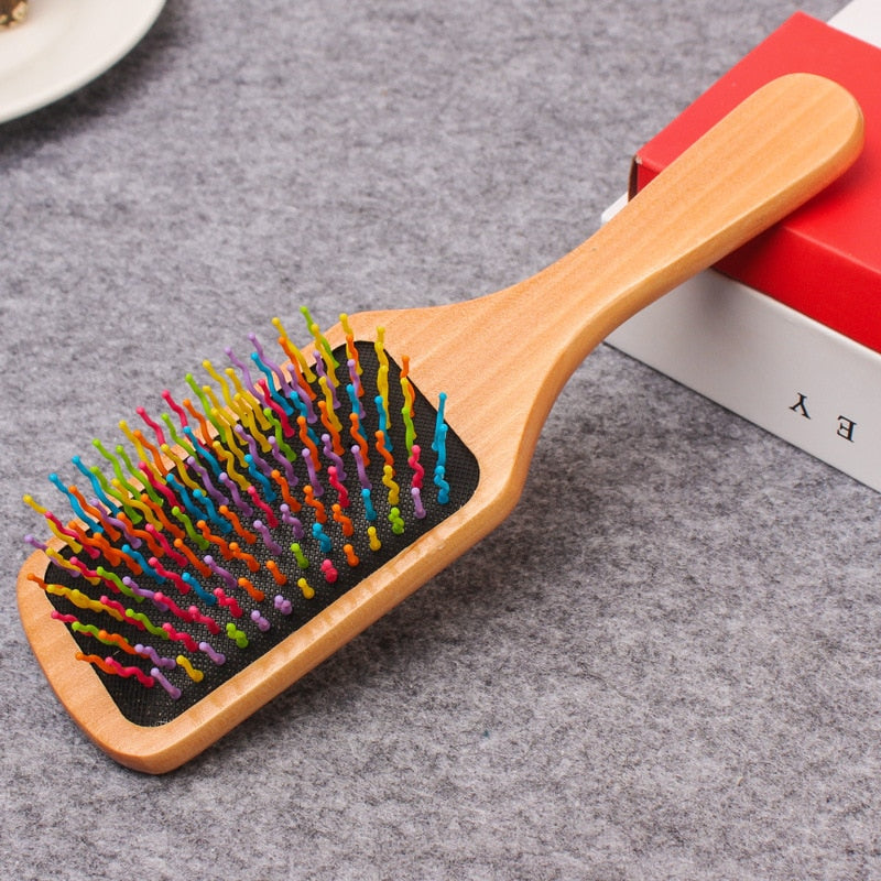 Brushes Anti-static Suitable for Ladies Etc Comb Hair Brush Comb Square Air Cushion Comb Wooden Spa Massage Natural Wood Inserts Colour