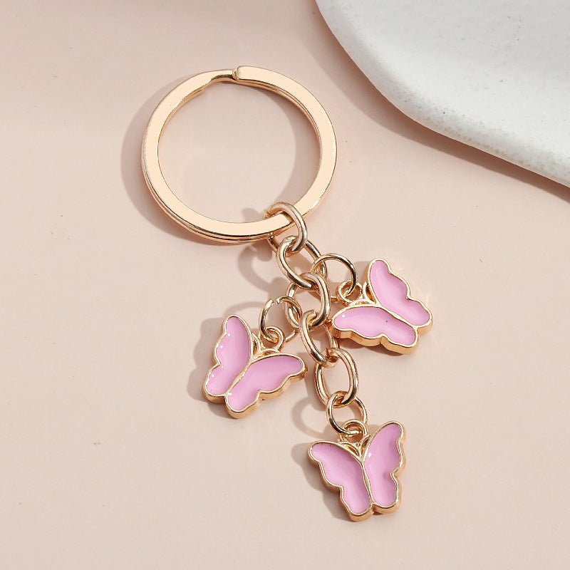 Butterfly Keychain Cute Key Ring Oil Dripping Flying Animals Key Chains For Women Girls Keychain Handbag Accessorie Handmade