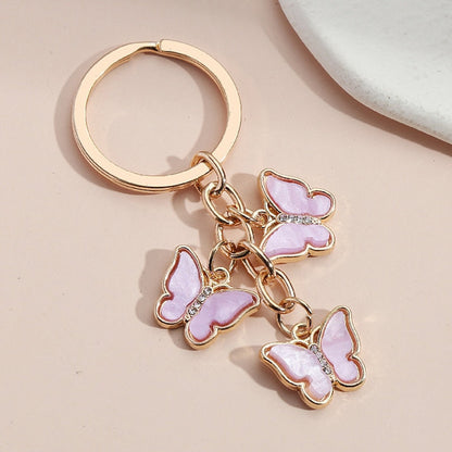 Butterfly Keychain Cute Key Ring Oil Dripping Flying Animals Key Chains For Women Girls Keychain Handbag Accessorie Handmade