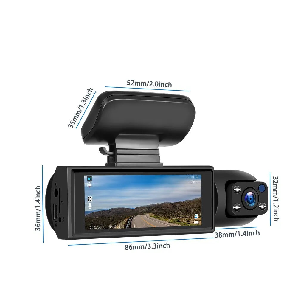 Car DVR Wide-angle 2-record High-definition Night Vision 1080P Driving Recorder Suction Cup 2-lens Car Front and inside Video black