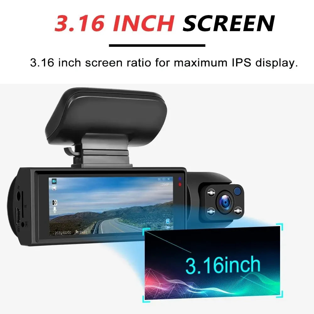 Car DVR Wide-angle 2-record High-definition Night Vision 1080P Driving Recorder Suction Cup 2-lens Car Front and inside Video