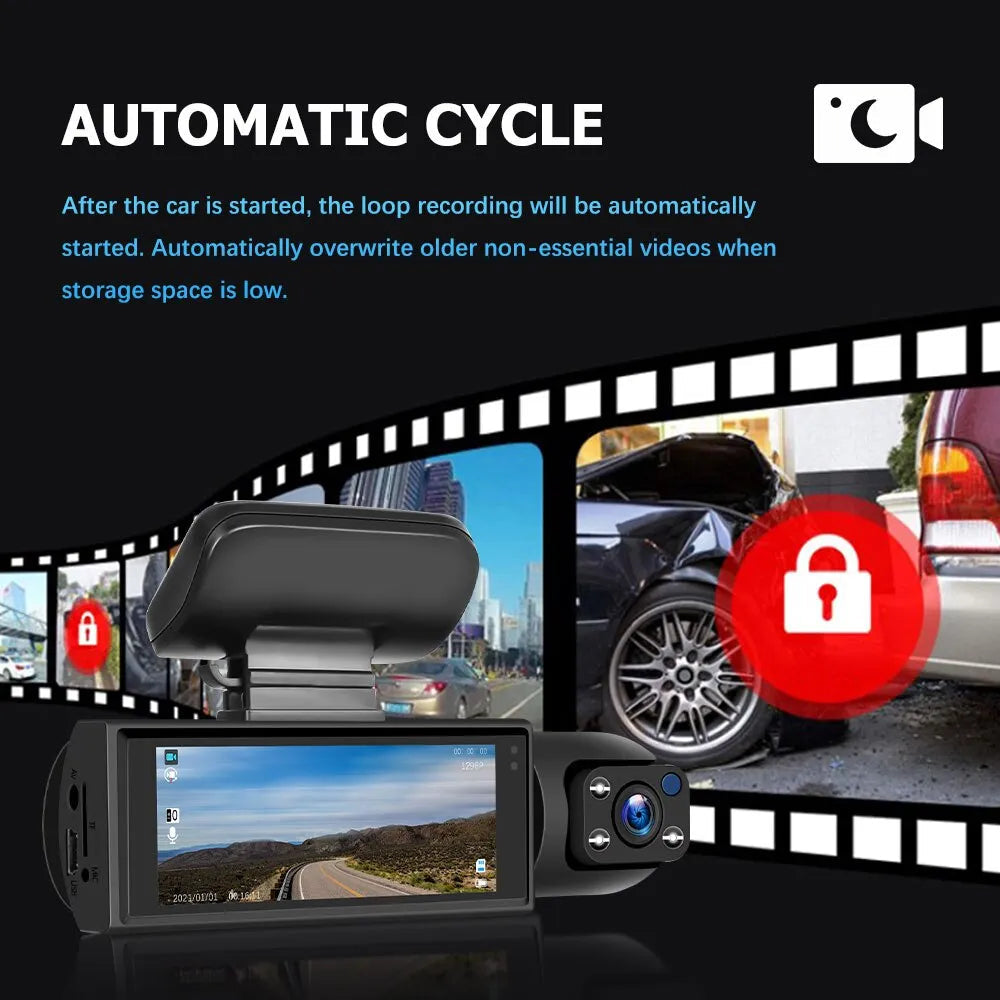 Car DVR Wide-angle 2-record High-definition Night Vision 1080P Driving Recorder Suction Cup 2-lens Car Front and inside Video