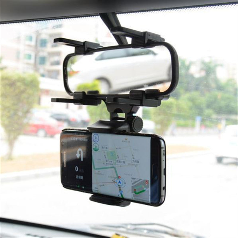 Car Phone Holder Rearview Mirror Mount Car Phone Bracket Navigation GPS Stand Foldable Adjustment Holder Car Cell Phone Support