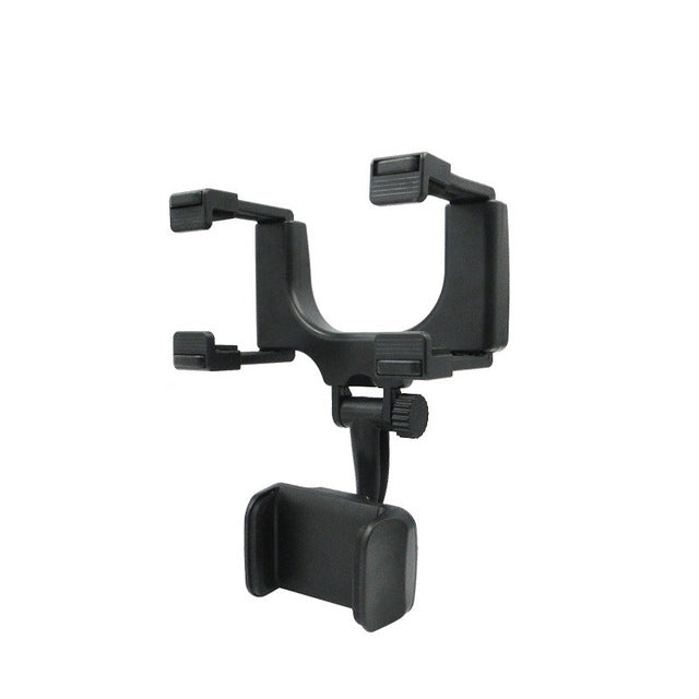 Car Phone Holder Rearview Mirror Mount Car Phone Bracket Navigation GPS Stand Foldable Adjustment Holder Car Cell Phone Support Black
