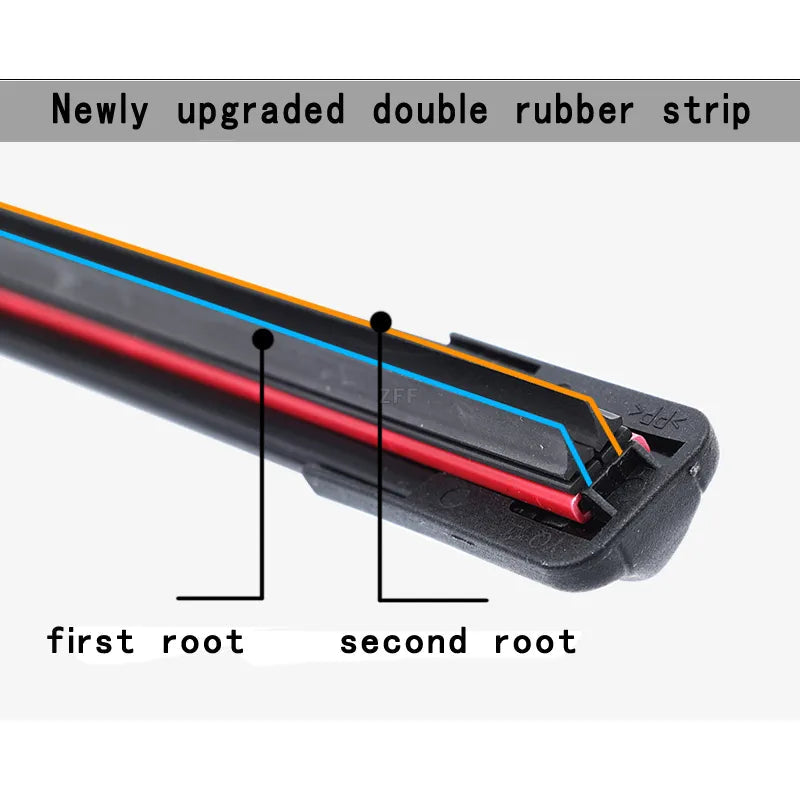 Car Windshield Wiper blades Universal Soft Double layer Rubber Frameless Bracketless Front Windscreen Brushes Washer Accessories