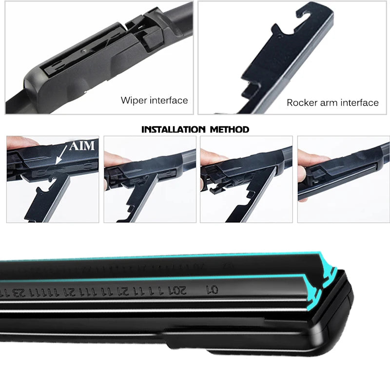 Car Windshield Wiper blades Universal Soft Double layer Rubber Frameless Bracketless Front Windscreen Brushes Washer Accessories 11 Claw Arm