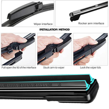Car Windshield Wiper blades Universal Soft Double layer Rubber Frameless Bracketless Front Windscreen Brushes Washer Accessories 12 Audi Arm