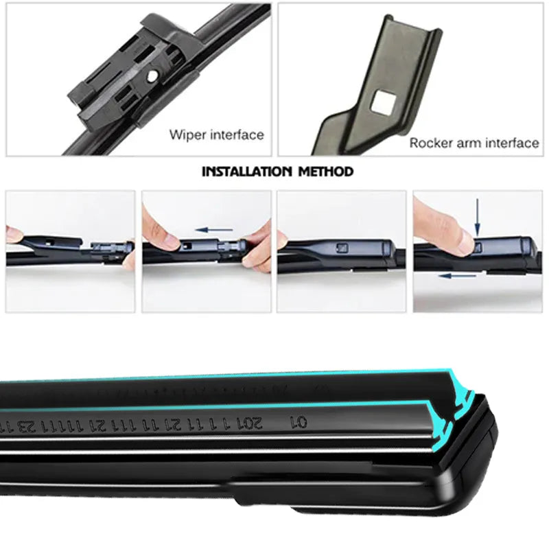 Car Windshield Wiper blades Universal Soft Double layer Rubber Frameless Bracketless Front Windscreen Brushes Washer Accessories 4 PTB Arm 16mm