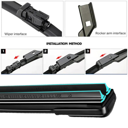 Car Windshield Wiper blades Universal Soft Double layer Rubber Frameless Bracketless Front Windscreen Brushes Washer Accessories 3 New PTB Arm 19mm
