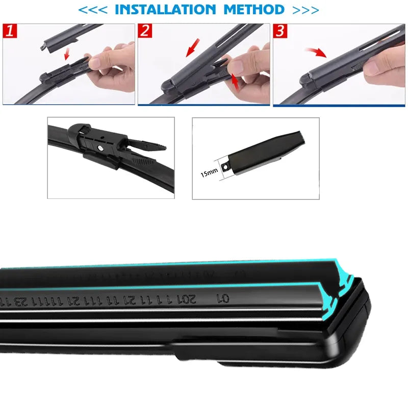 Car Windshield Wiper blades Universal Soft Double layer Rubber Frameless Bracketless Front Windscreen Brushes Washer Accessories 2 I L Arm