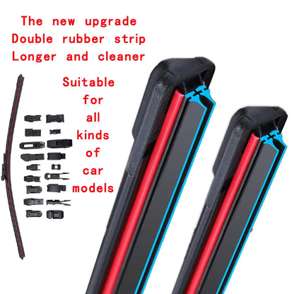 Car Windshield Wiper blades Universal Soft Double layer Rubber Frameless Bracketless Front Windscreen Brushes Washer Accessories