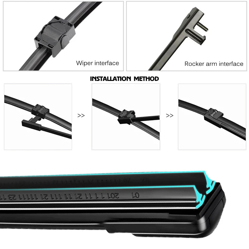 Car Windshield Wiper blades Universal Soft Double layer Rubber Frameless Bracketless Front Windscreen Brushes Washer Accessories 5 P H Side Arm