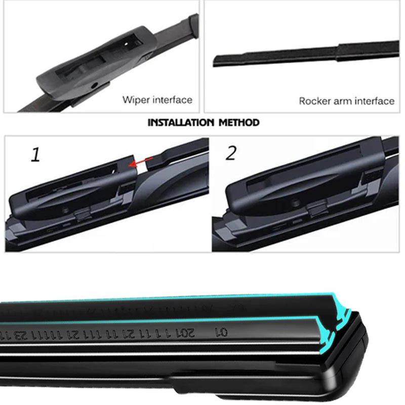 Car Windshield Wiper blades Universal Soft Double layer Rubber Frameless Bracketless Front Windscreen Brushes Washer Accessories 9 Bayonet Arm