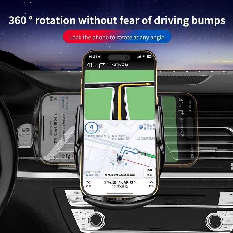 Car Wireless Charger Auto Car Mount Phone Holder Stand For iPhone 14 13 12 X Xiaomi Samsung Infrared Induction 15W Fast Charging