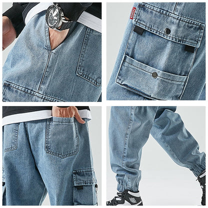 Cargo Jeans Men 2021 New Fashion Casual Harem Jogger Trousers Men Multiple Pocket Denim Jean Pants Men