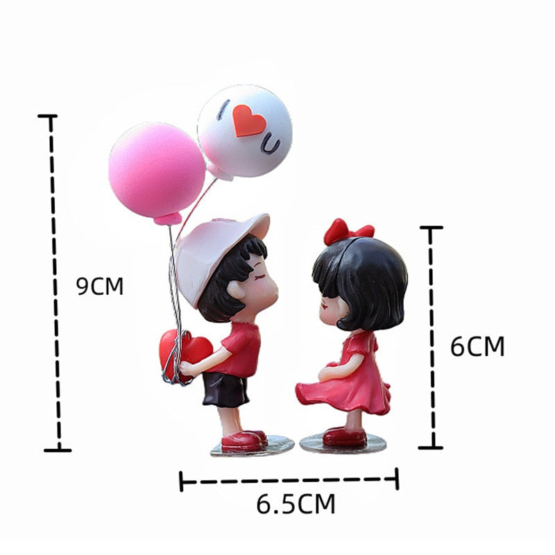 Cartoon Couples Car Decoration Model Cute Figure Figurines Balloon Ornament Auto Interior Dashboard Accessories For Girls Gifts