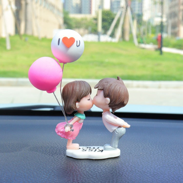 Cartoon Couples Car Decoration Model Cute Figure Figurines Balloon Ornament Auto Interior Dashboard Accessories For Girls Gifts B