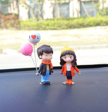 Cartoon Couples Car Decoration Model Cute Figure Figurines Balloon Ornament Auto Interior Dashboard Accessories For Girls Gifts C