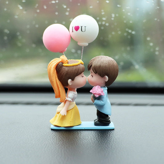 Cartoon Couples Car Decoration Model Cute Figure Figurines Balloon Ornament Auto Interior Dashboard Accessories For Girls Gifts
