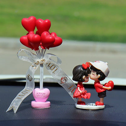 Cartoon Couples Car Decoration Model Cute Figure Figurines Balloon Ornament Auto Interior Dashboard Accessories For Girls Gifts